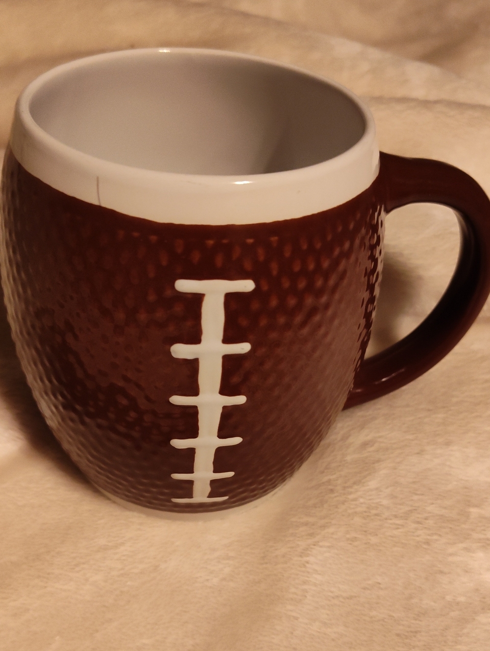 Ceramic Football Mug - Brown and White